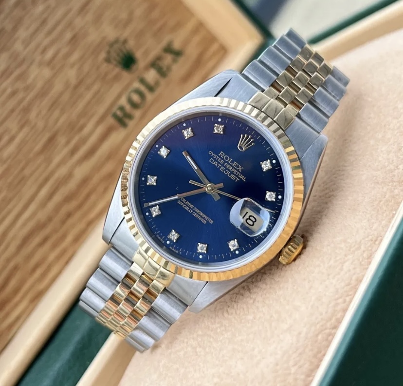 Gents Steel & Gold Rolex Datejust 36mm 16233 Factory Navy Blue 